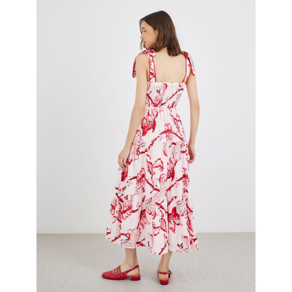 فستان ميدي بطبعة زهور مع حمالات وتفاصيل كسرات-women-clothing-dresses-image-5