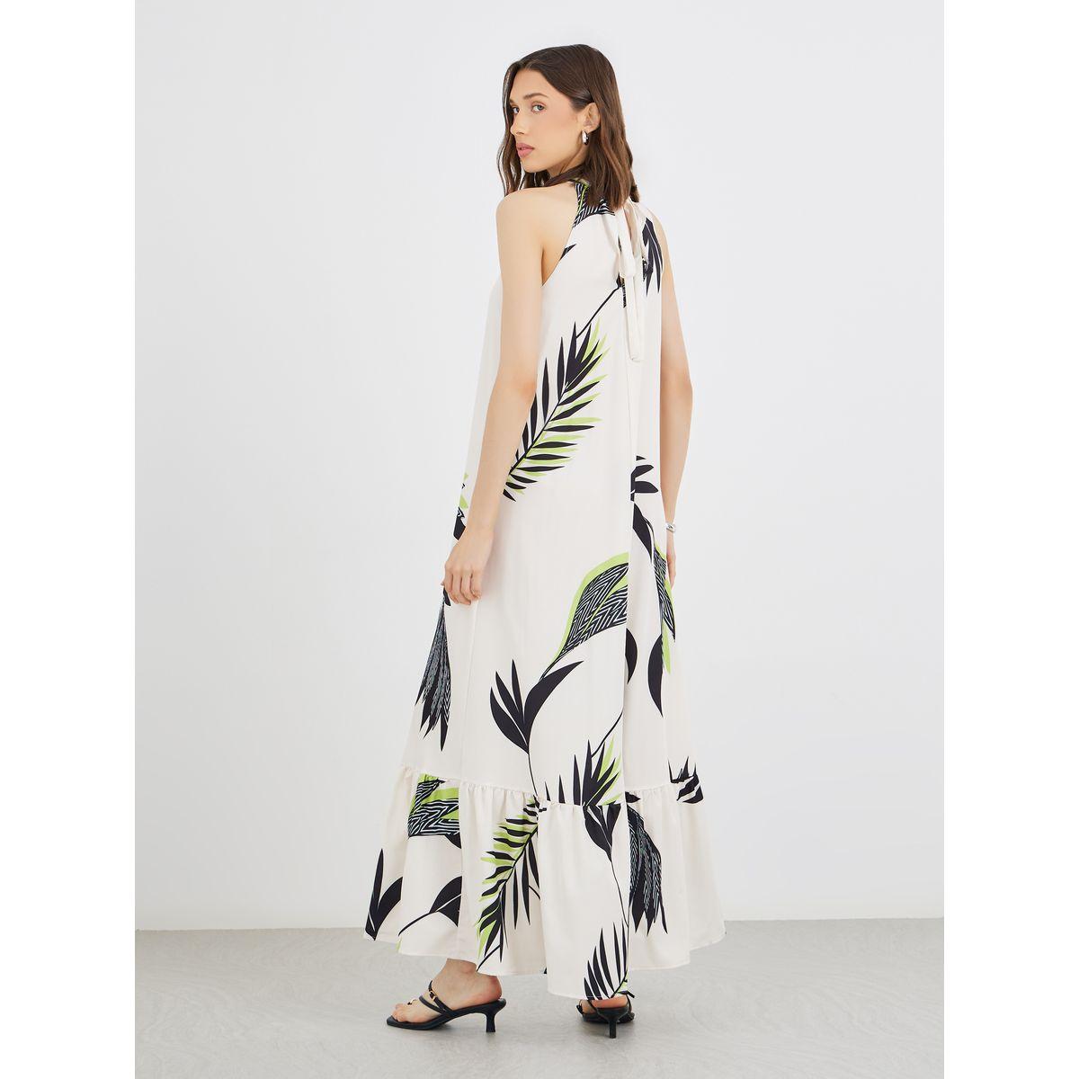 فستان طويل مُطبع بدون أكمام مع تفاصيل كشكش-women-clothing-dresses-image-5