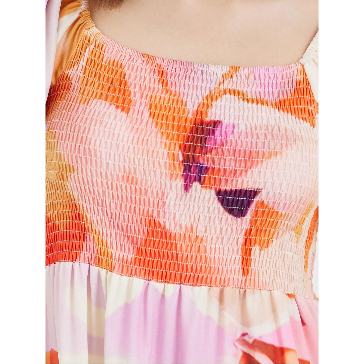 فستان ميدي بطبعة زهور وأكمام منفوخة-women-clothing-dresses-image-4