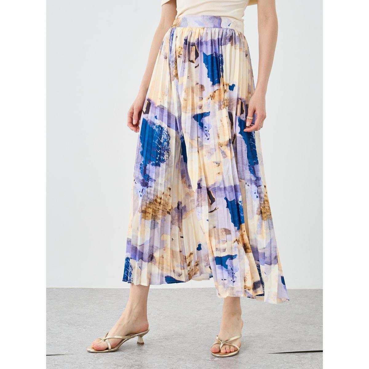 Take Two Women Abstract Print Pleated A-Line Midi Skirt-women-clothing-bottoms-skirts-image-2