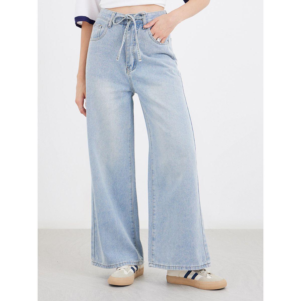بنطال جينز بقصة أرجل واسعة وخصر متوسط-women-clothing-bottoms-jeans-image-2
