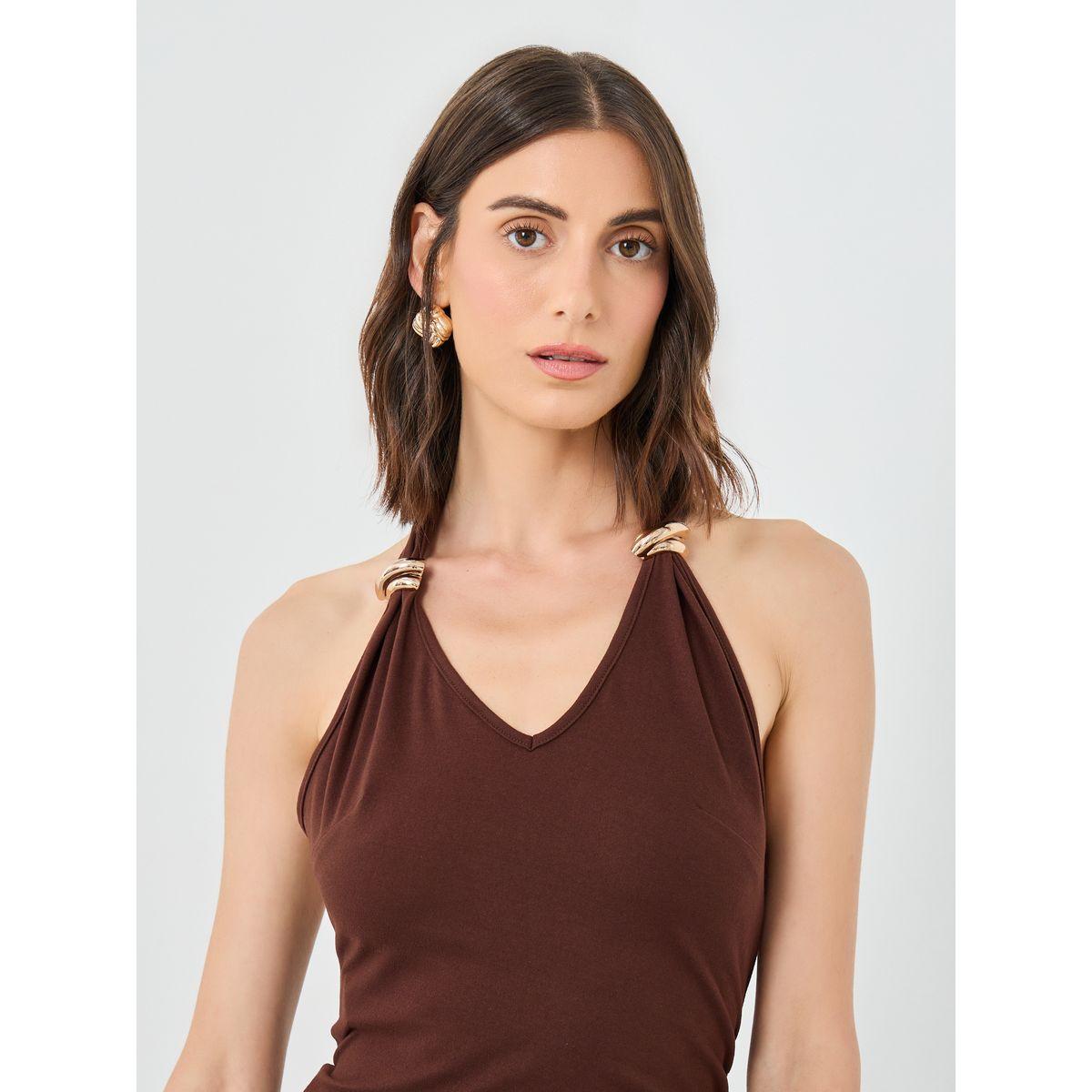 Styli Halter Neck Solid Bodycon Maxi Dress-women-clothing-dresses-image-4