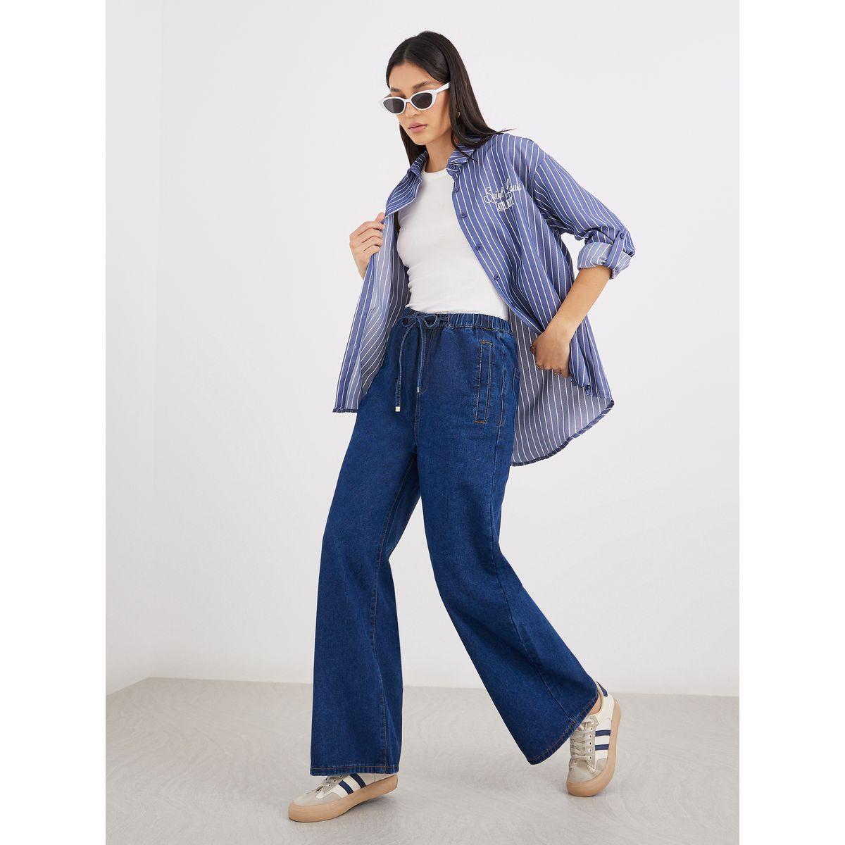 بنطال جينز بخصر عالي وقصة أرجل واسعة-women-clothing-bottoms-jeans-image-1