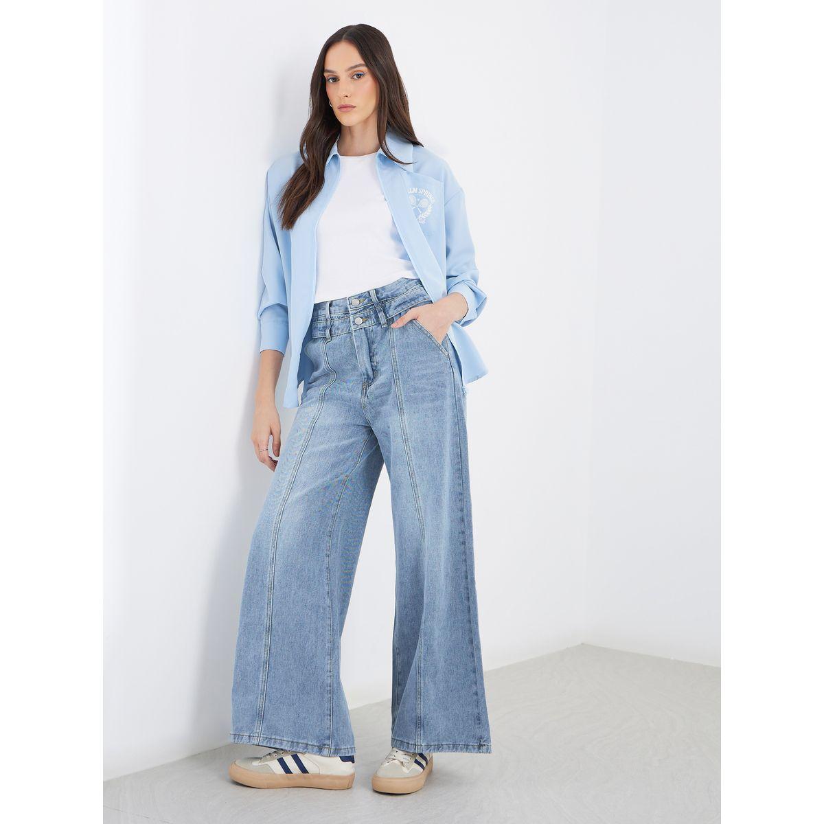 Styli High Rise Wide Leg Jeans with Pintuck Detail-women-clothing-bottoms-jeans-image-1
