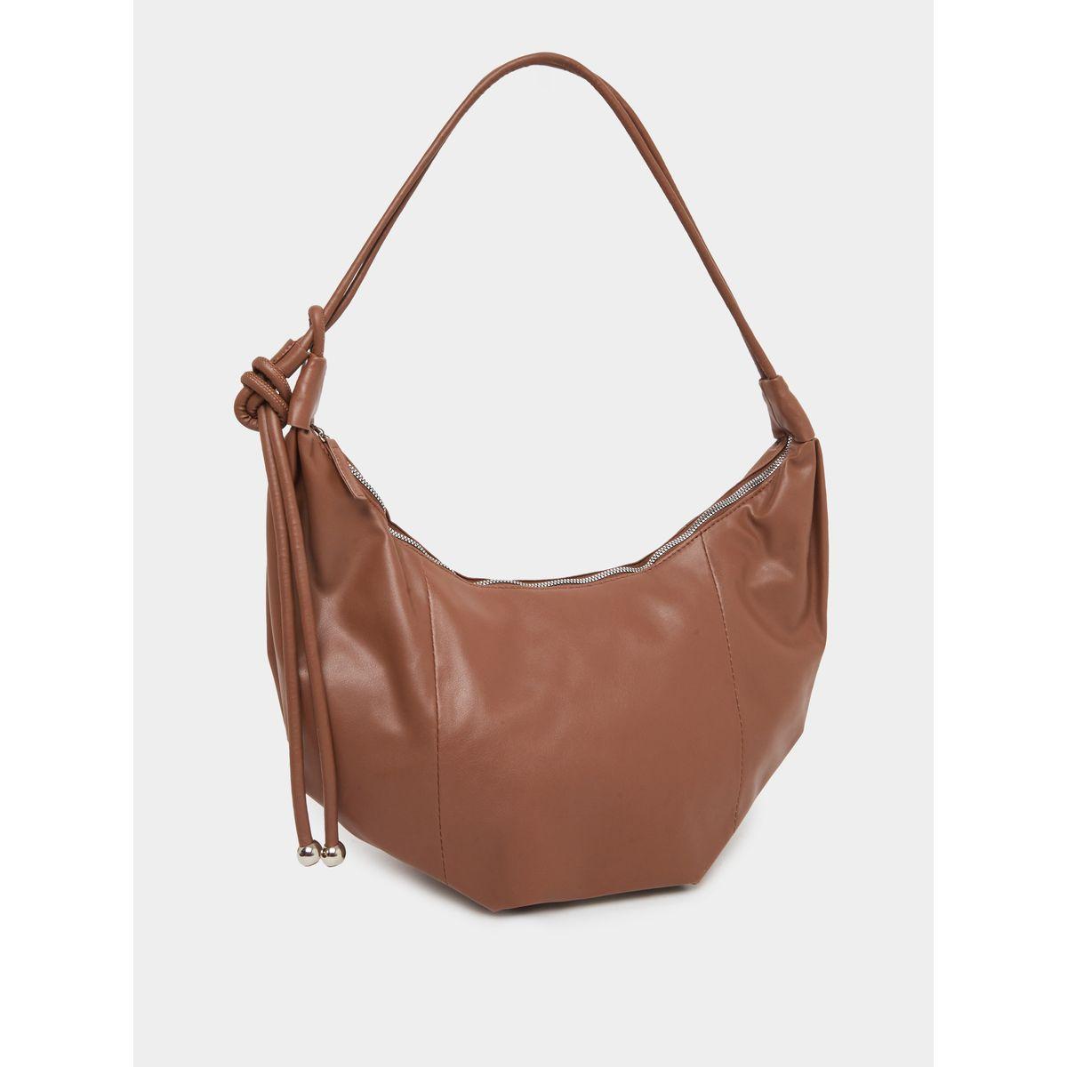 Styli Solid Leather Shoulder Bag with Zip Closure-women-bagsandwallets-handbags-image-1