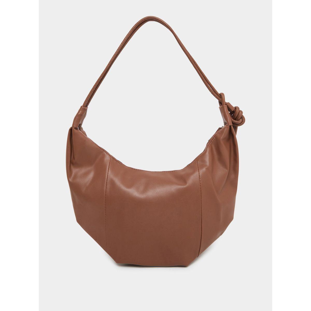 Styli Solid Leather Shoulder Bag with Zip Closure-women-bagsandwallets-handbags-image-2