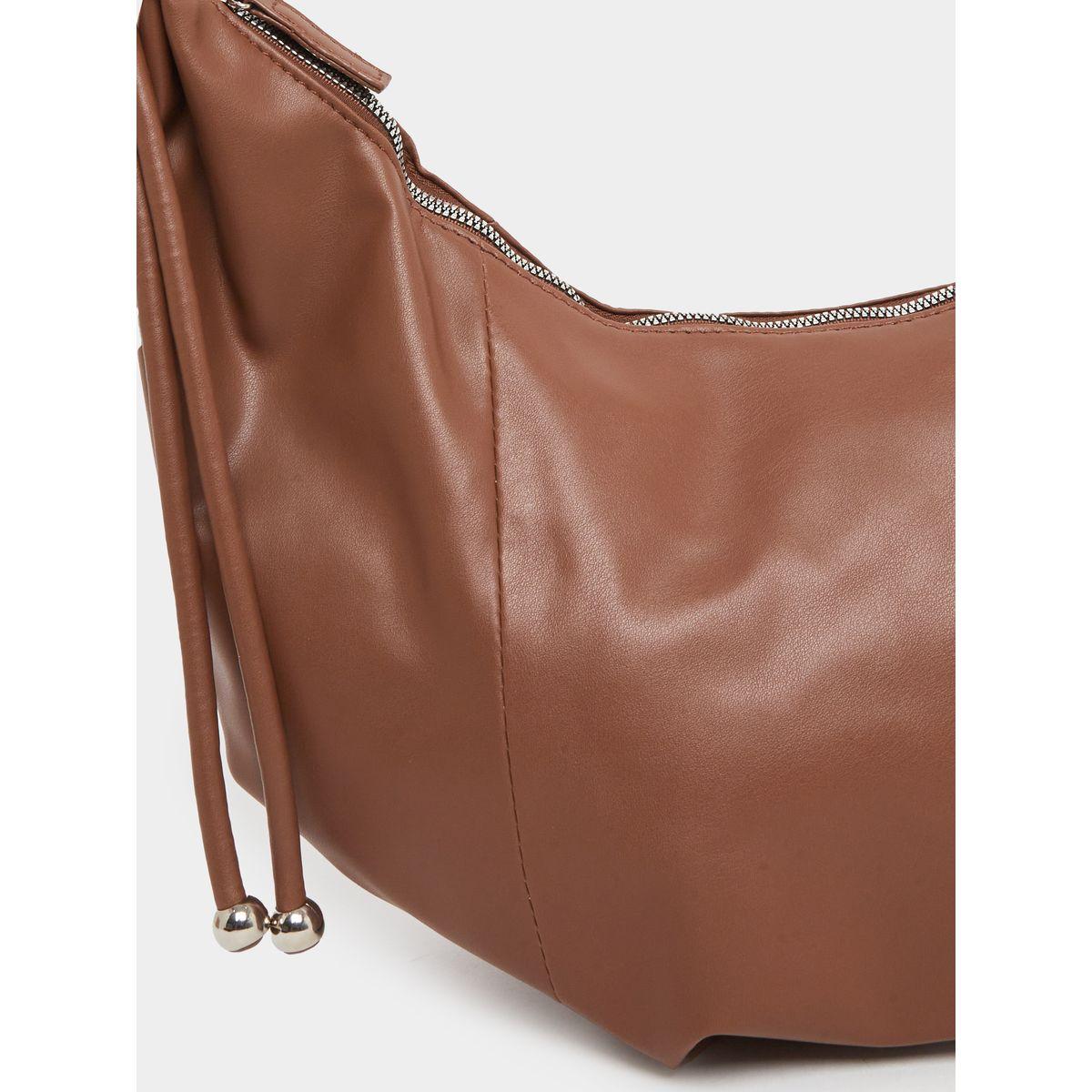 Styli Solid Leather Shoulder Bag with Zip Closure-women-bagsandwallets-handbags-image-3