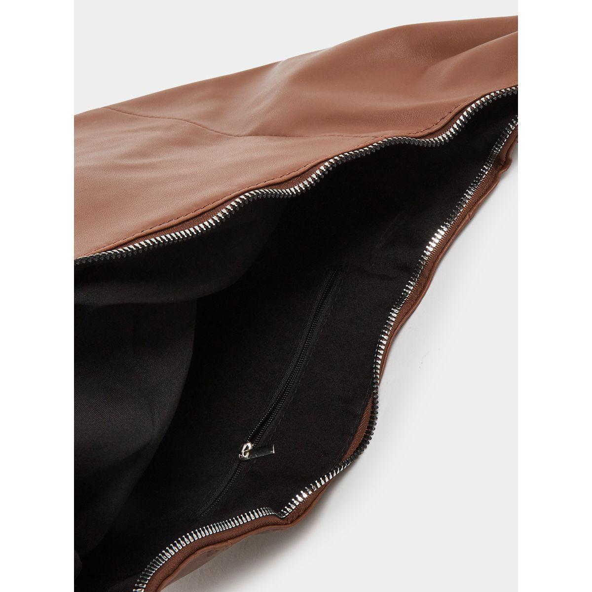 Styli Solid Leather Shoulder Bag with Zip Closure-women-bagsandwallets-handbags-image-4