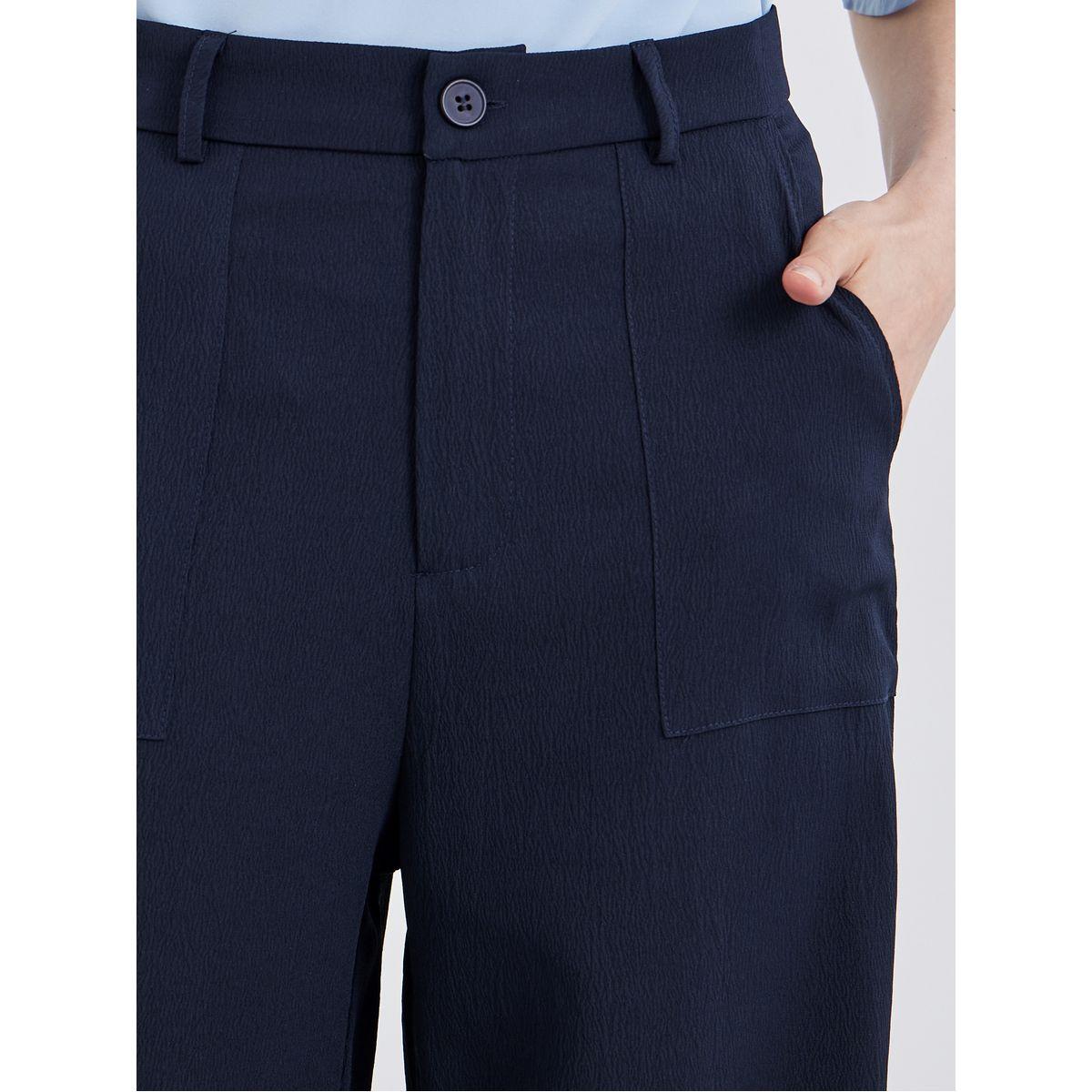 Styli Solid Flat Front Wide Leg Pants-women-clothing-bottoms-trousers-image-3