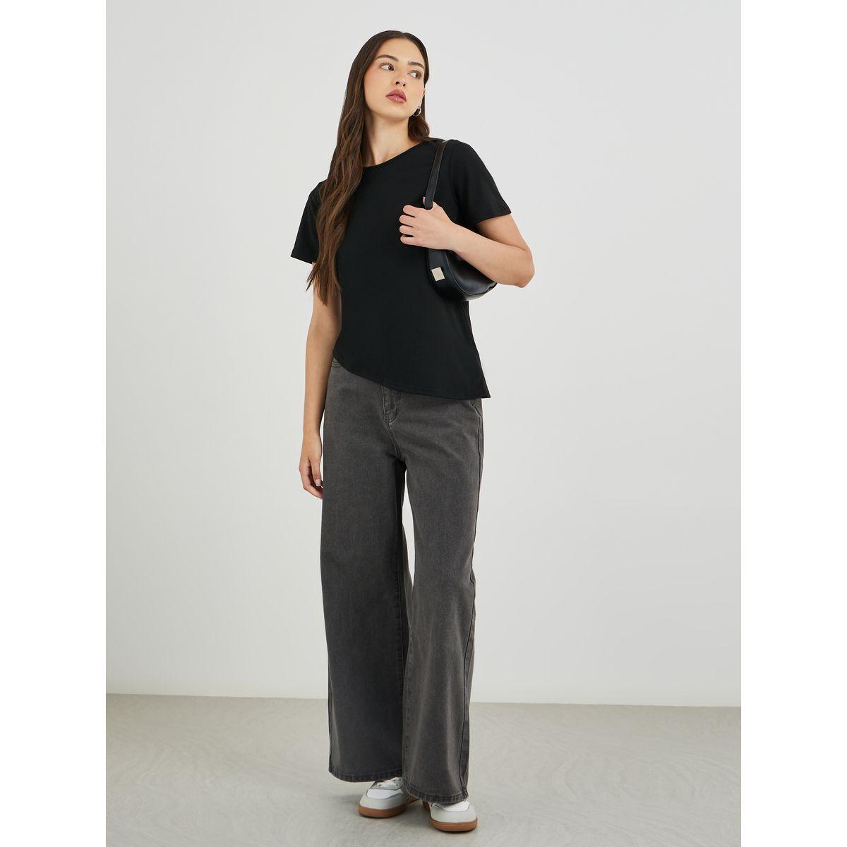 Styli Asymmetric Hem Short Sleeve T-Shirt-women-clothing-tshirts-image-2