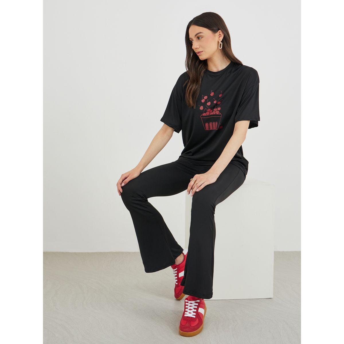 Styli Cherry Printed Short Sleeve T-Shirt and Leggings Co-Ords-women-clothing-coordsets-image-1