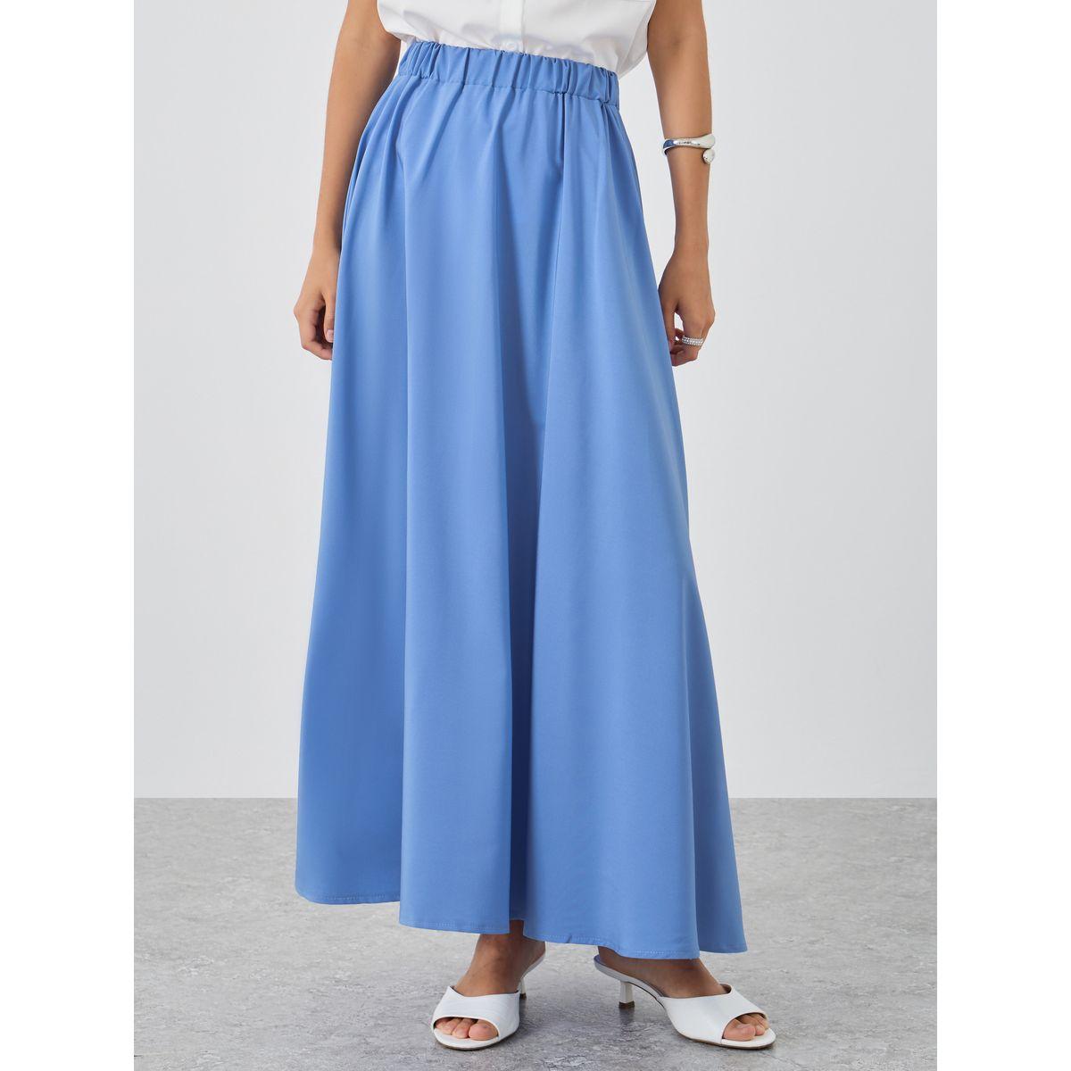 Styli Solid A-Line Maxi Skirts-women-clothing-bottoms-skirts-image-2