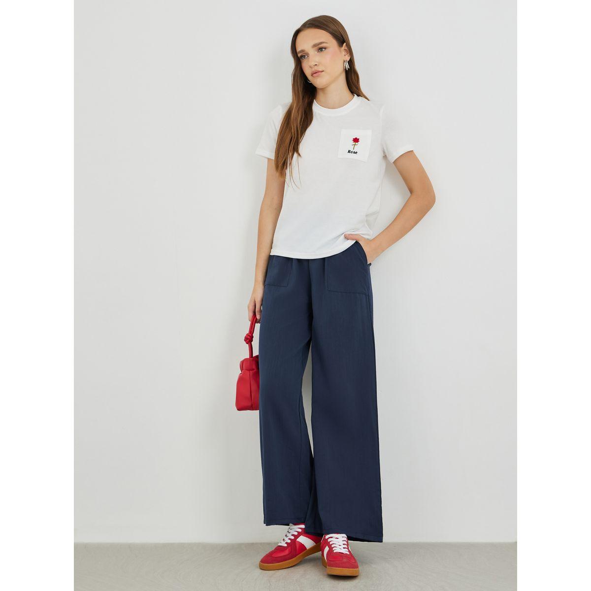 Styli Solid Mid Rise Straight Leg Pants-women-clothing-bottoms-trousers-image-1