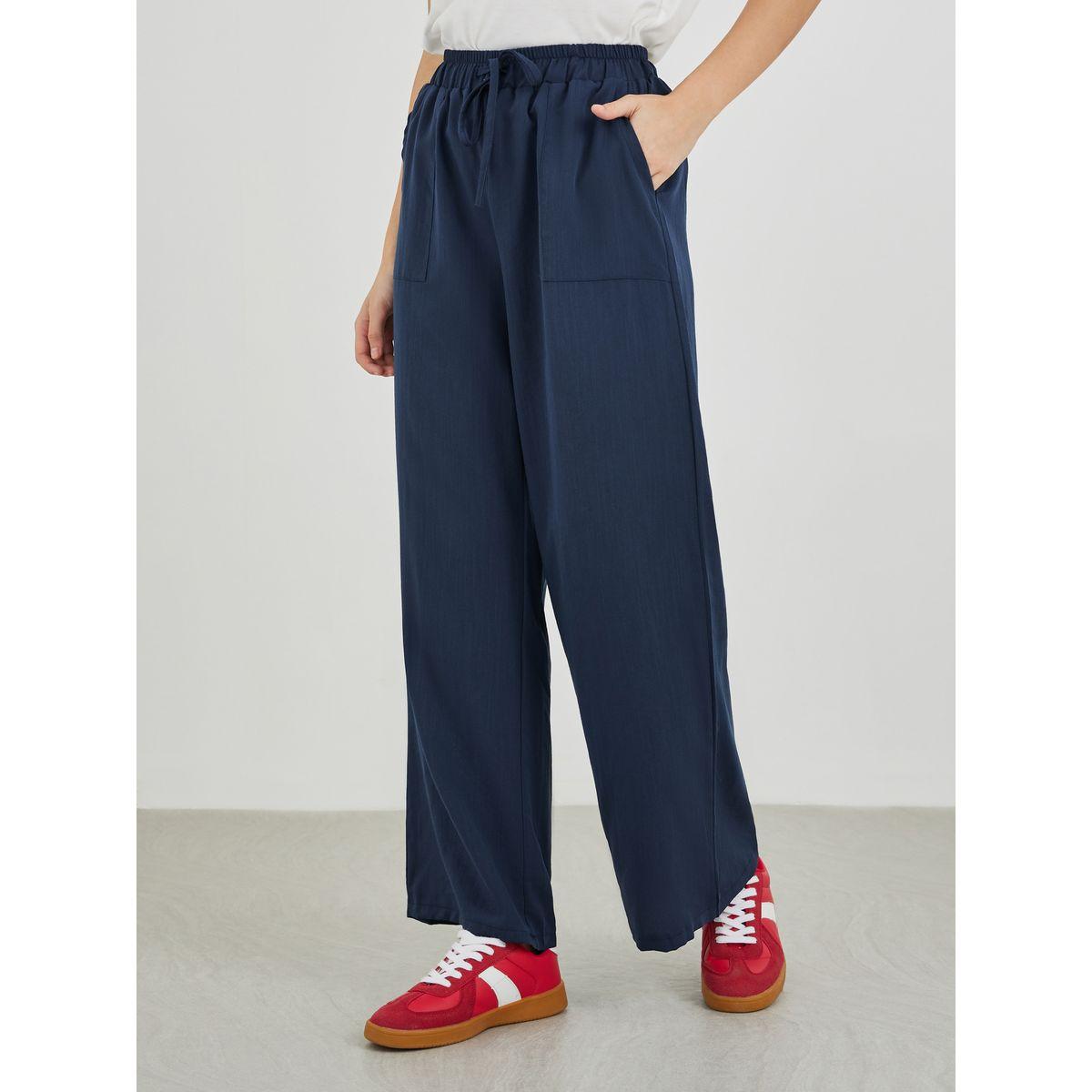Styli Solid Mid Rise Straight Leg Pants-women-clothing-bottoms-trousers-image-2
