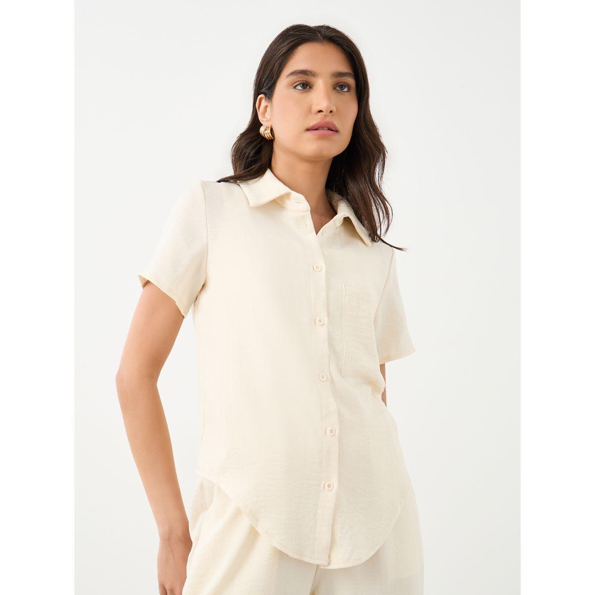 طقم منسق من بنطال بقصة أرجل مستقيمة وبلوزة سادة-women-clothing-coordsets-image-3