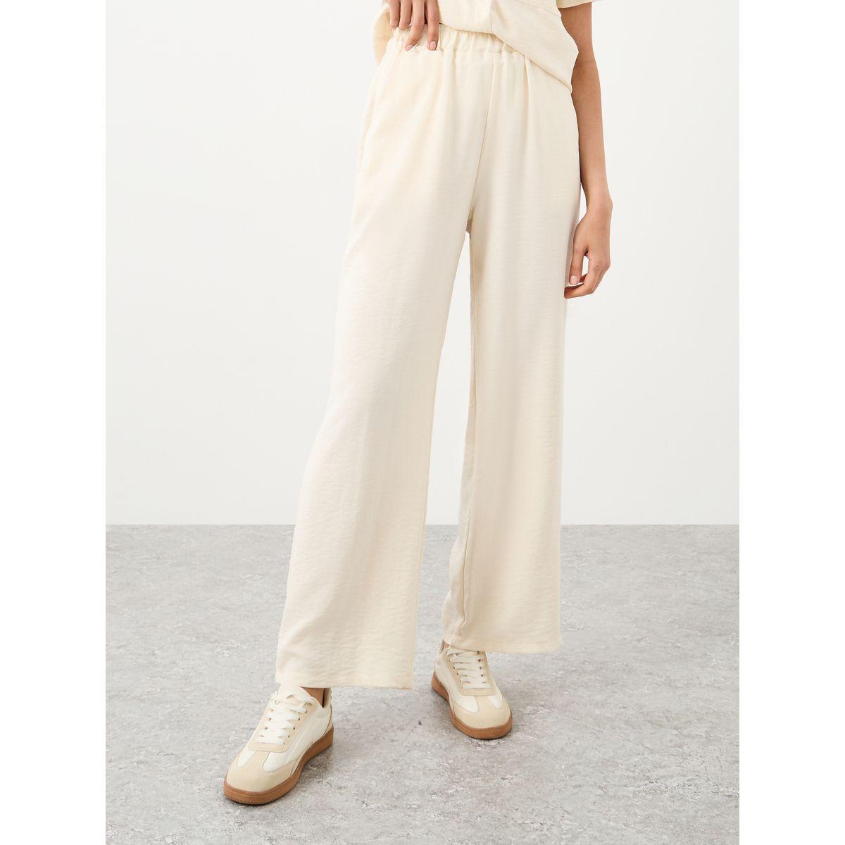 Styli Cream Solid Shirt and Straight Leg Pants Co-Ords-women-clothing-coordsets-image-6
