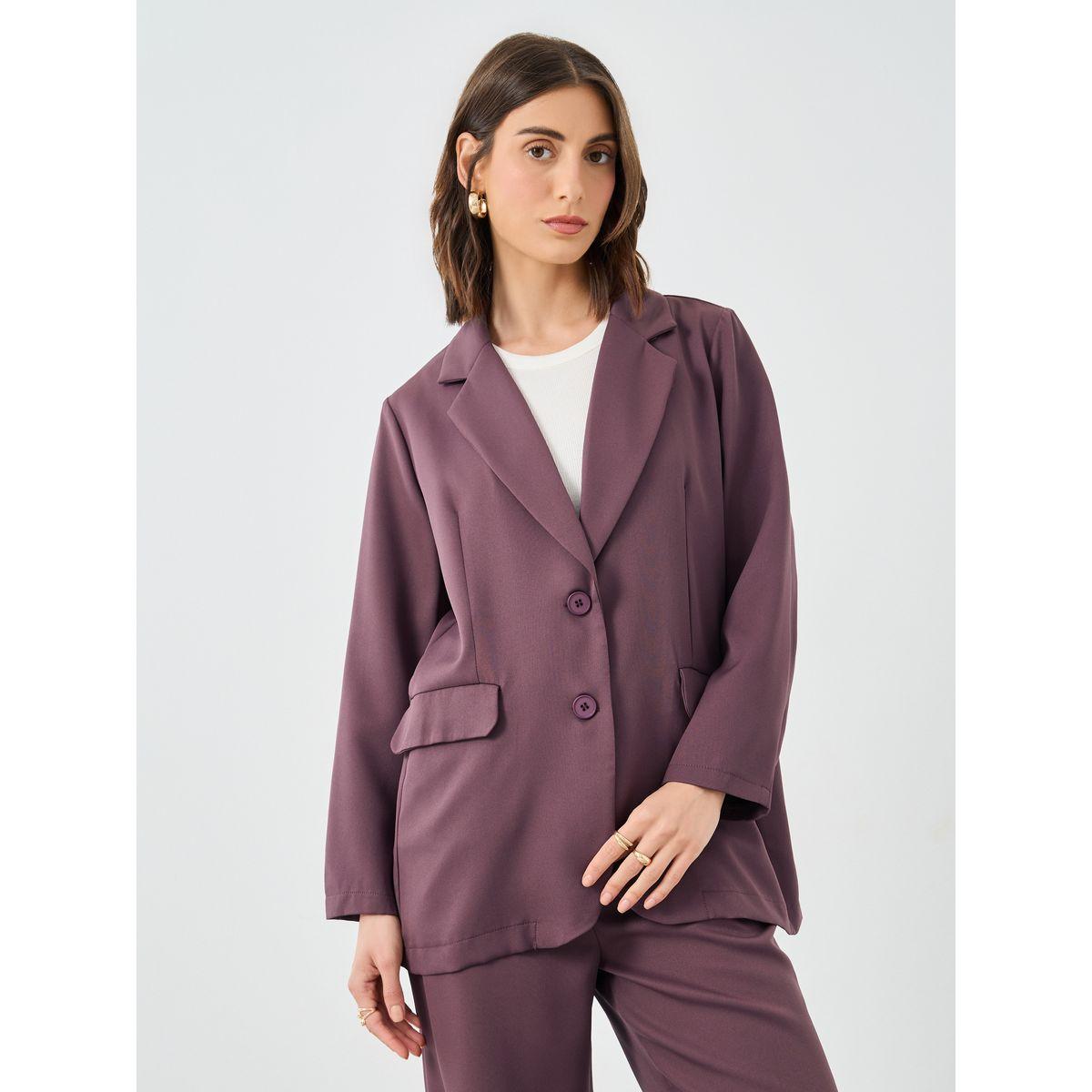 Styli Solid Notch Label Blazer and Wide Leg Pants Co-Ords-women-clothing-coordsets-image-3