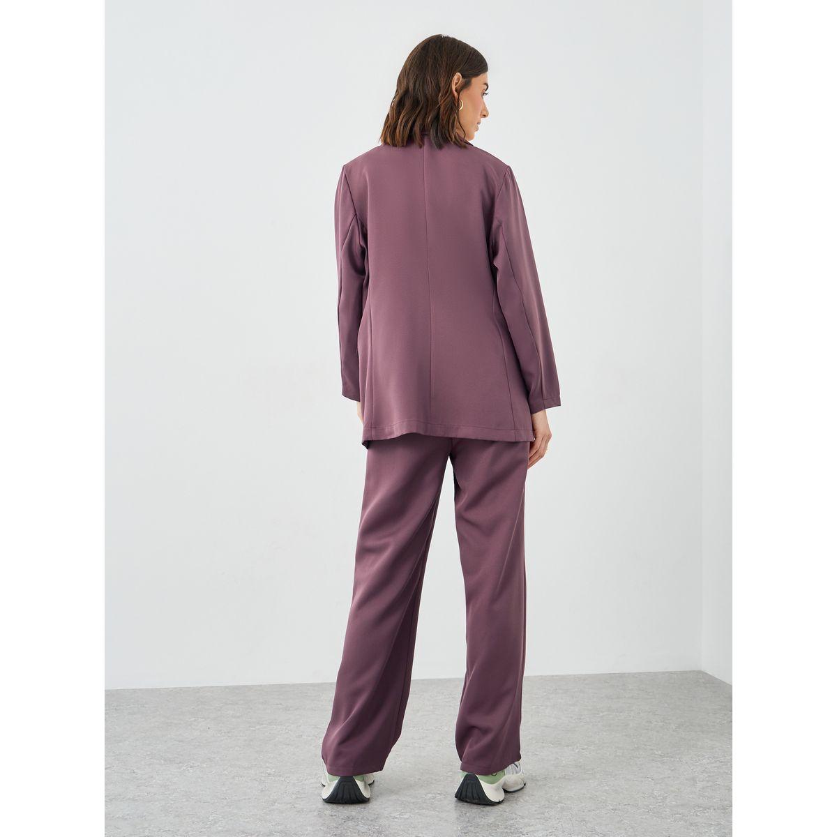 Styli Solid Notch Label Blazer and Wide Leg Pants Co-Ords-women-clothing-coordsets-image-5