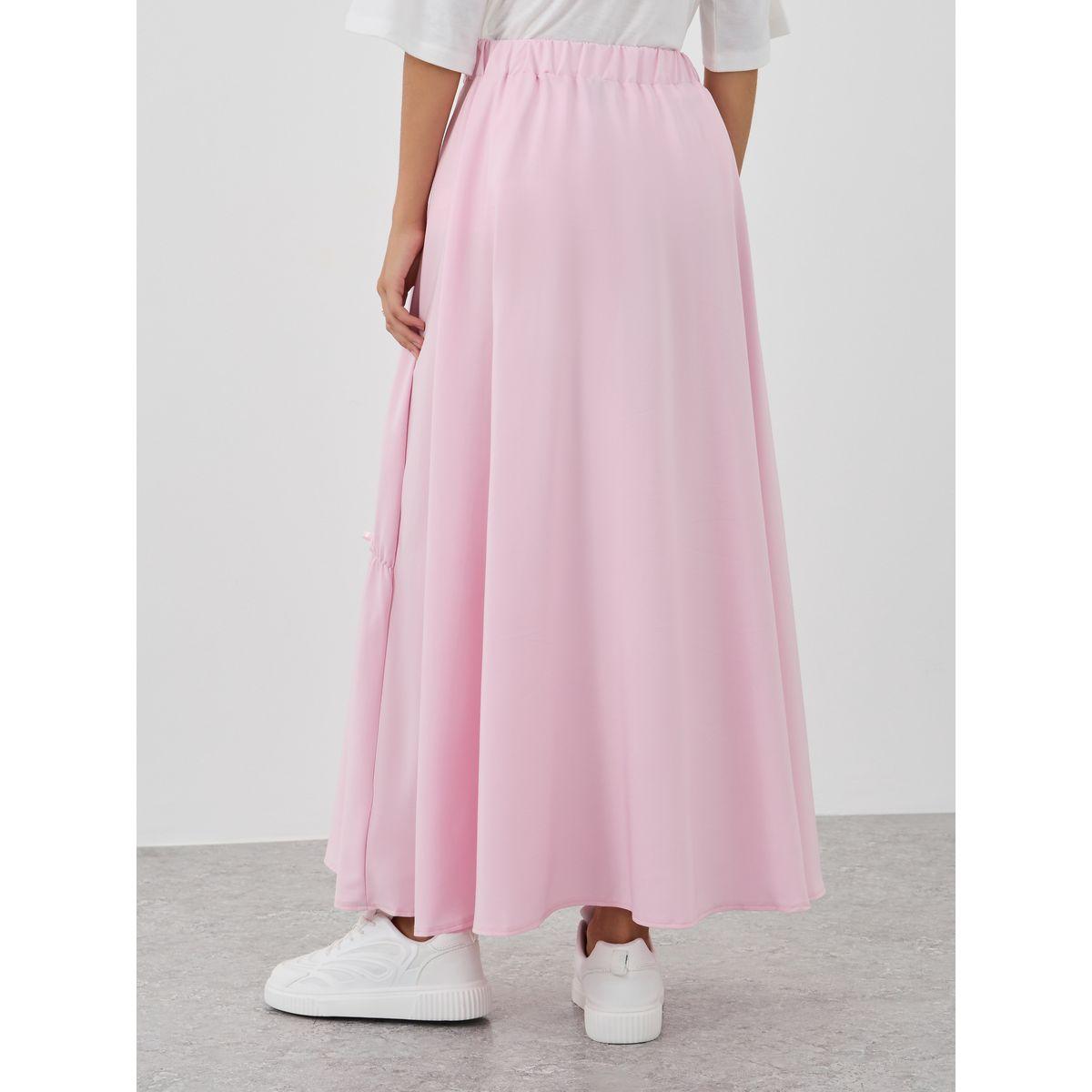 Styli Front Ruched Detail Elasticated Waistband Maxi Skirt-women-clothing-bottoms-skirts-image-4