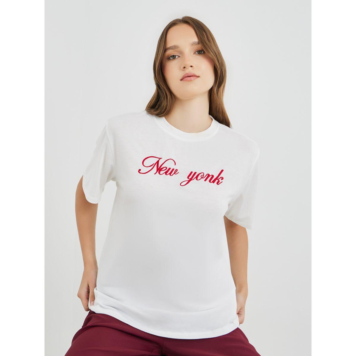 Styli Embroidered Slogan Regular Fit T-Shirt-women-clothing-tshirts-image-1