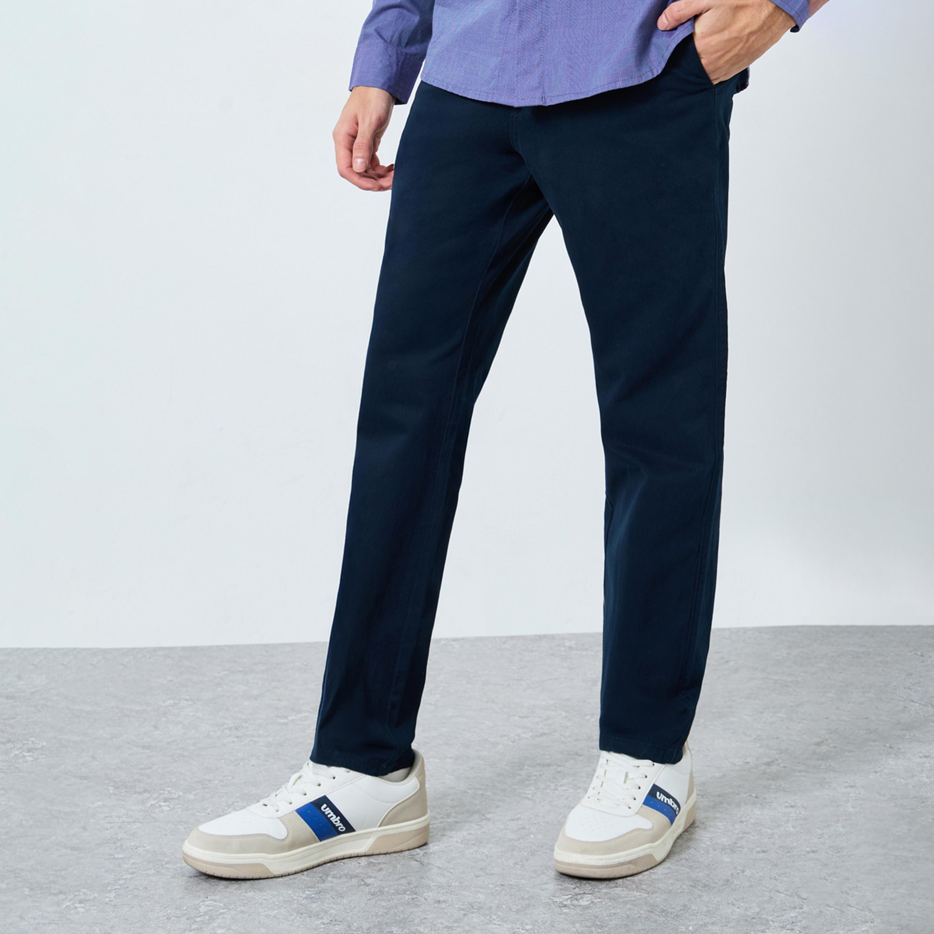 Styli Men Navy Blue Chinos Trousers-men-clothing-bottoms-trousersandchinos-chinos-image-1
