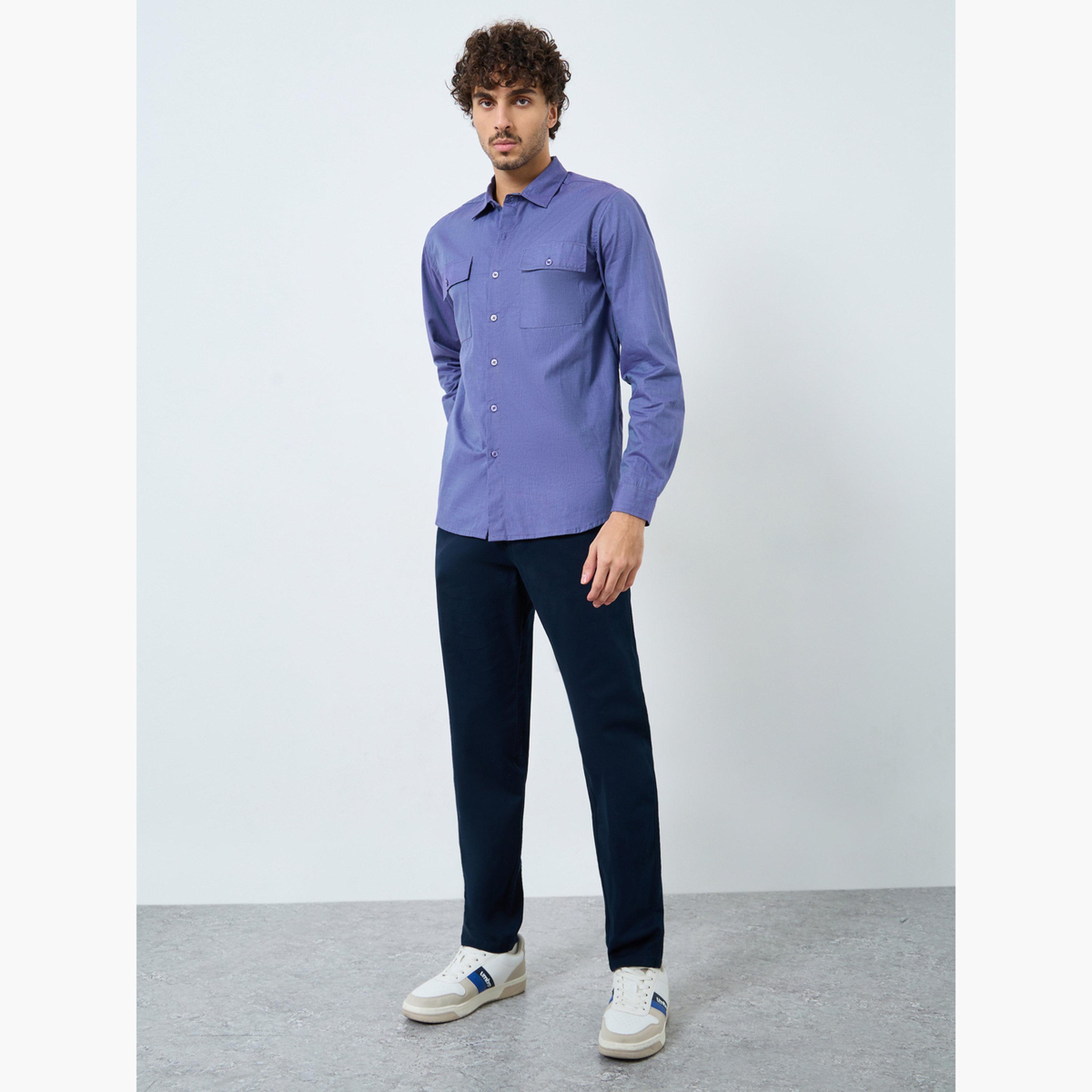 Styli Men Navy Blue Chinos Trousers-men-clothing-bottoms-trousersandchinos-chinos-image-2