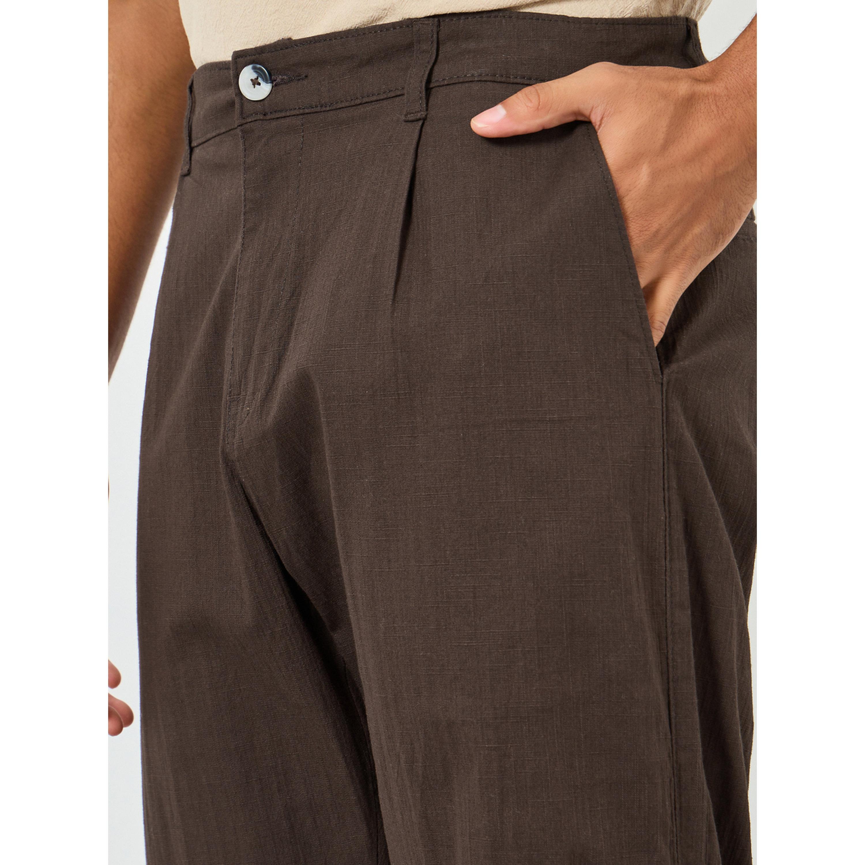 بنطال كتان بكسرات وقصة مستدقة للرجال-men-clothing-bottoms-trousersandchinos-trousers-image-3