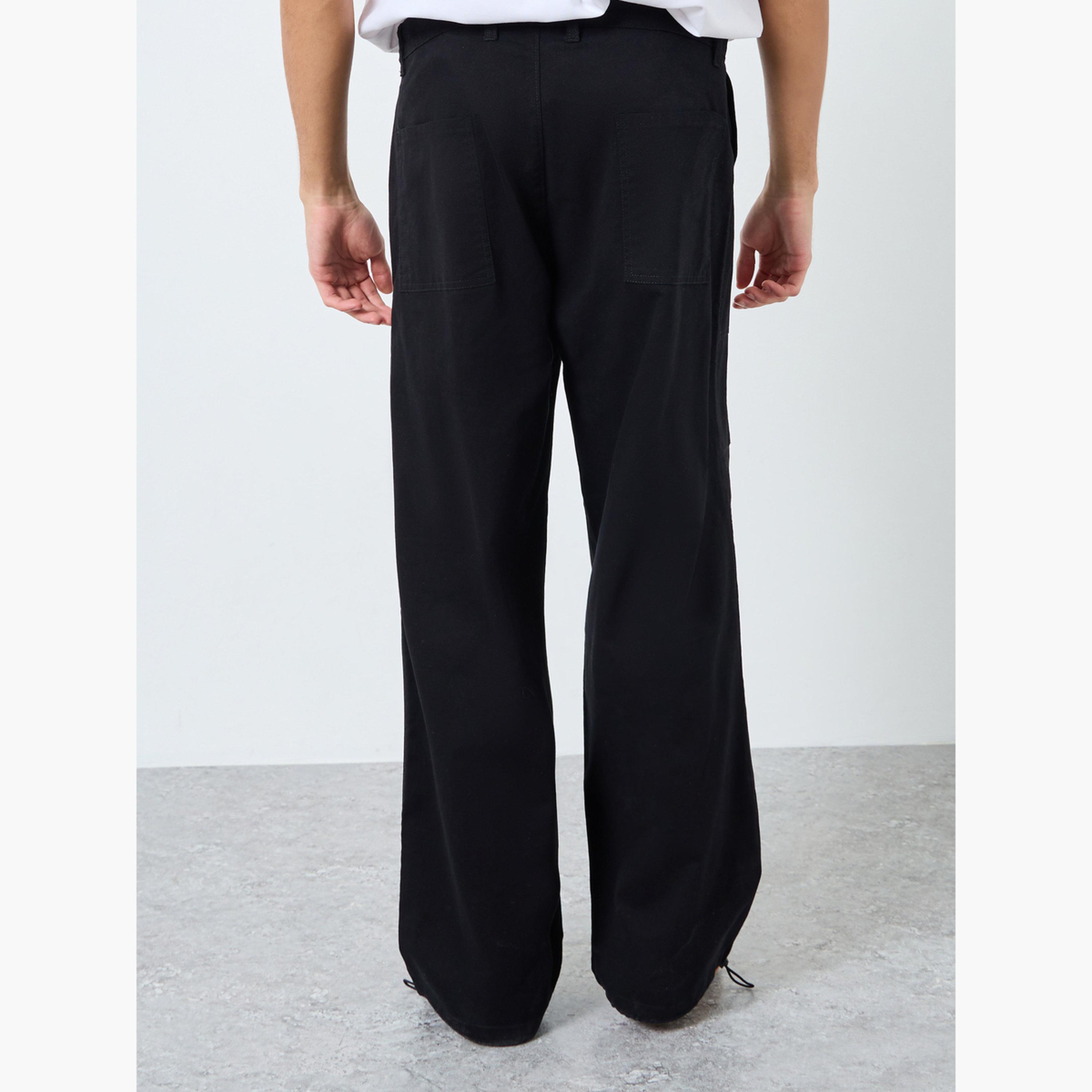 Styli Men Black Relaxed Fit Paneled Pants-men-clothing-bottoms-trousersandchinos-trousers-image-3