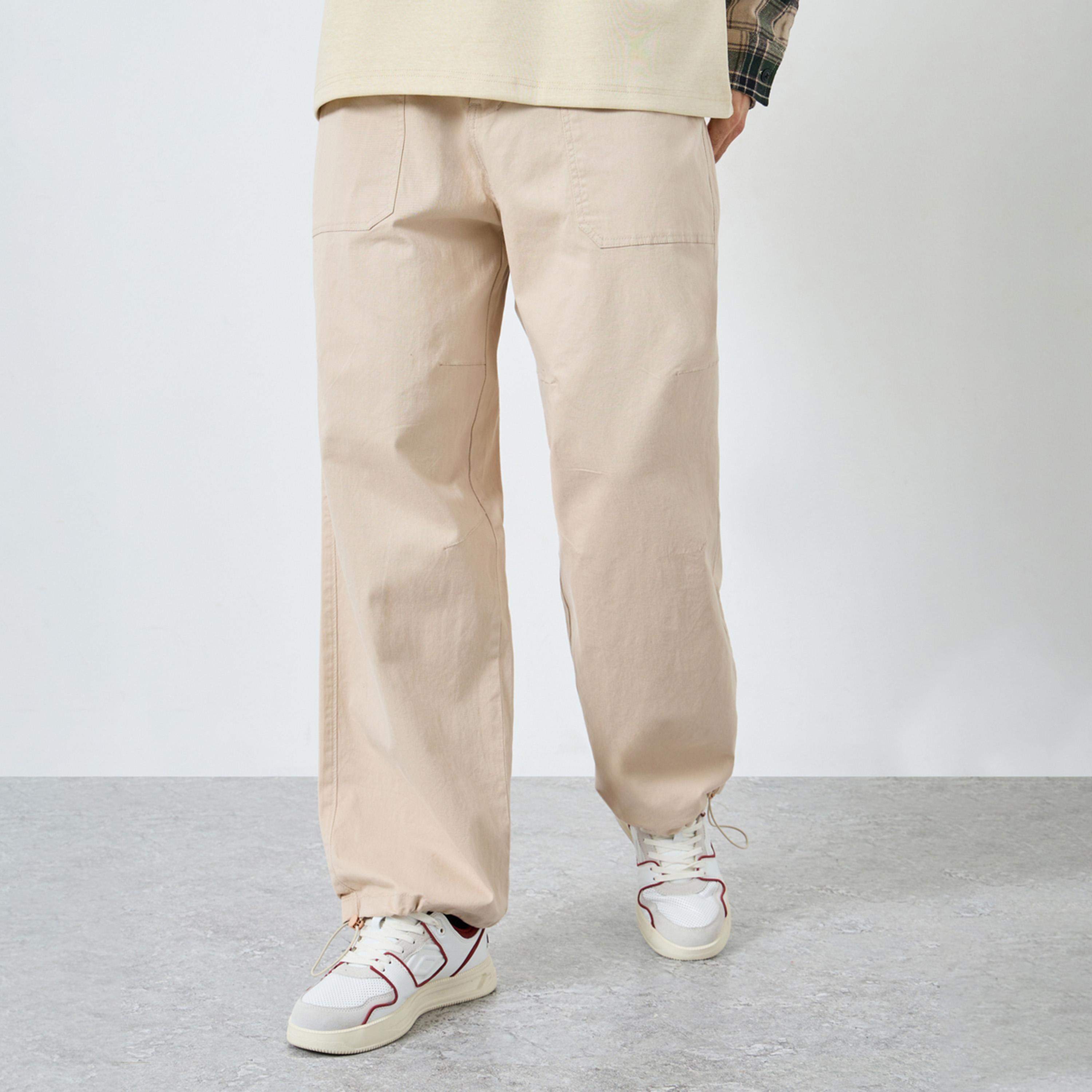 Styli Men Beige Elasticated Cuff Jogger Pants-men-clothing-bottoms-joggers-image-1