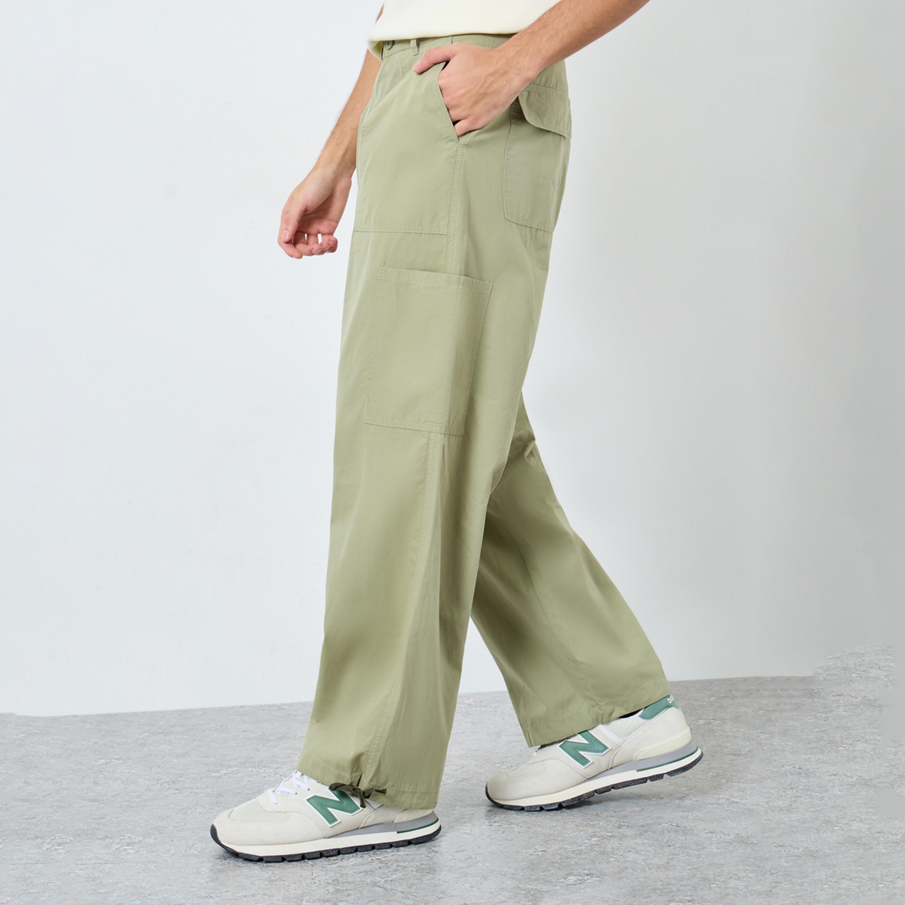 Styli Olive Green Relaxed Fit Cargo Pants-men-clothing-bottoms-joggers-image-1
