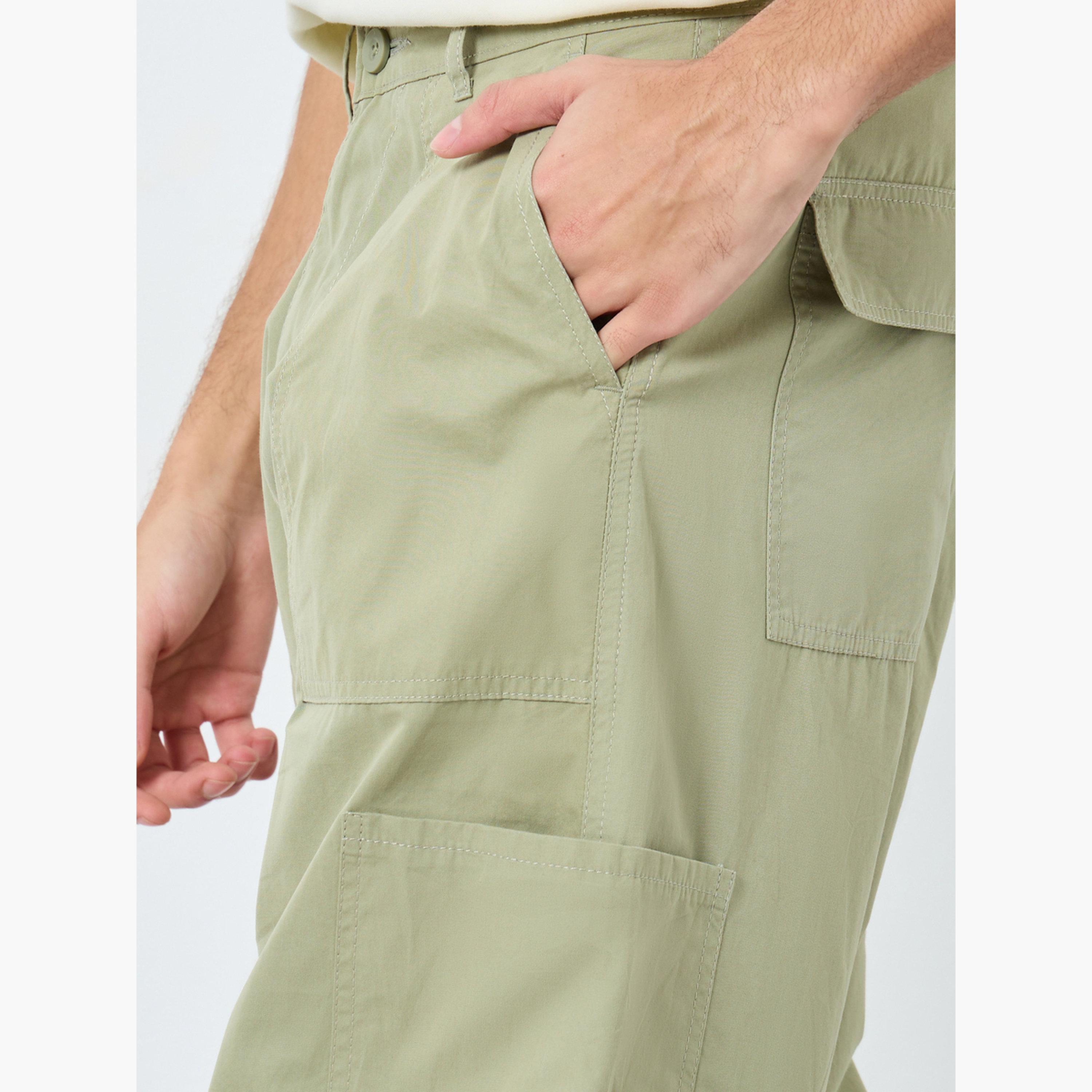 Styli Olive Green Relaxed Fit Cargo Pants-men-clothing-bottoms-joggers-image-4