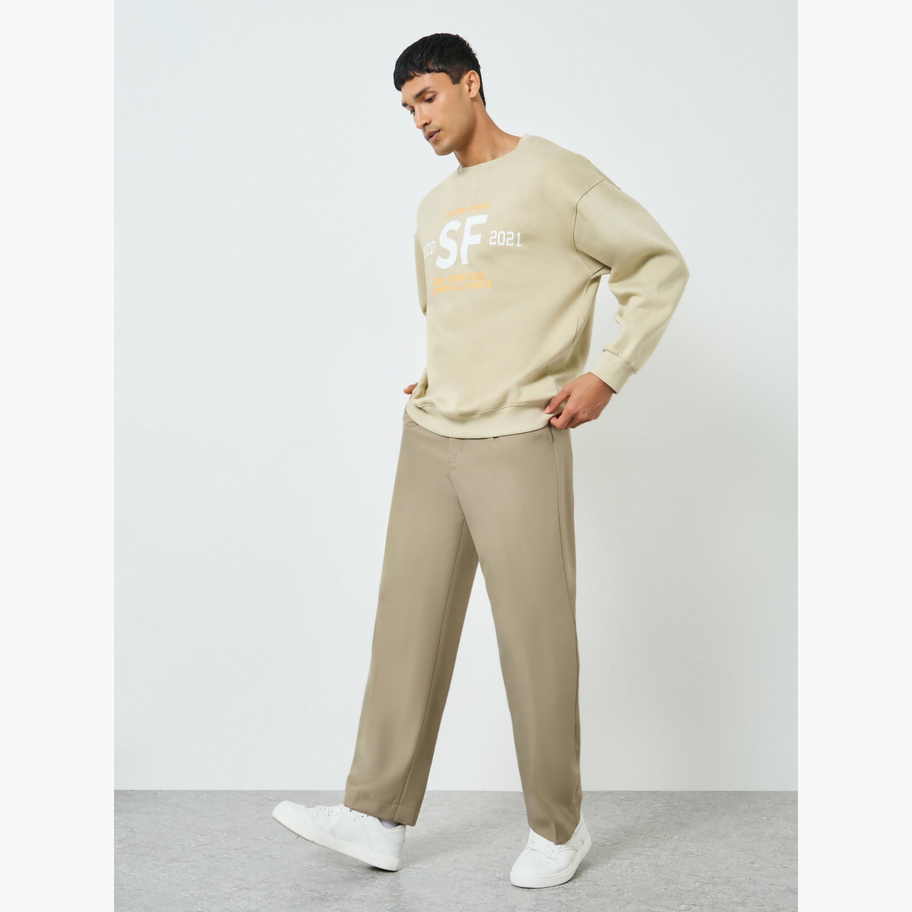 Styli Men Beige Pleated Bootcut Pants-men-clothing-bottoms-trousersandchinos-trousers-image-2