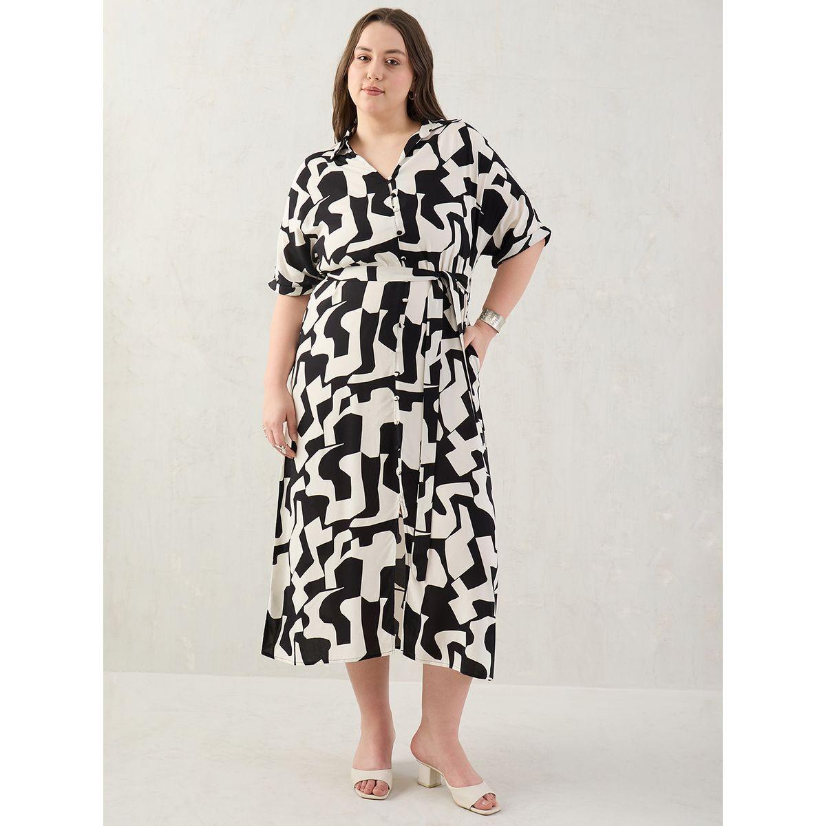 Femmella Plus Shirt Midi Dress with Abstract Print-women-clothing-dresses-image-1