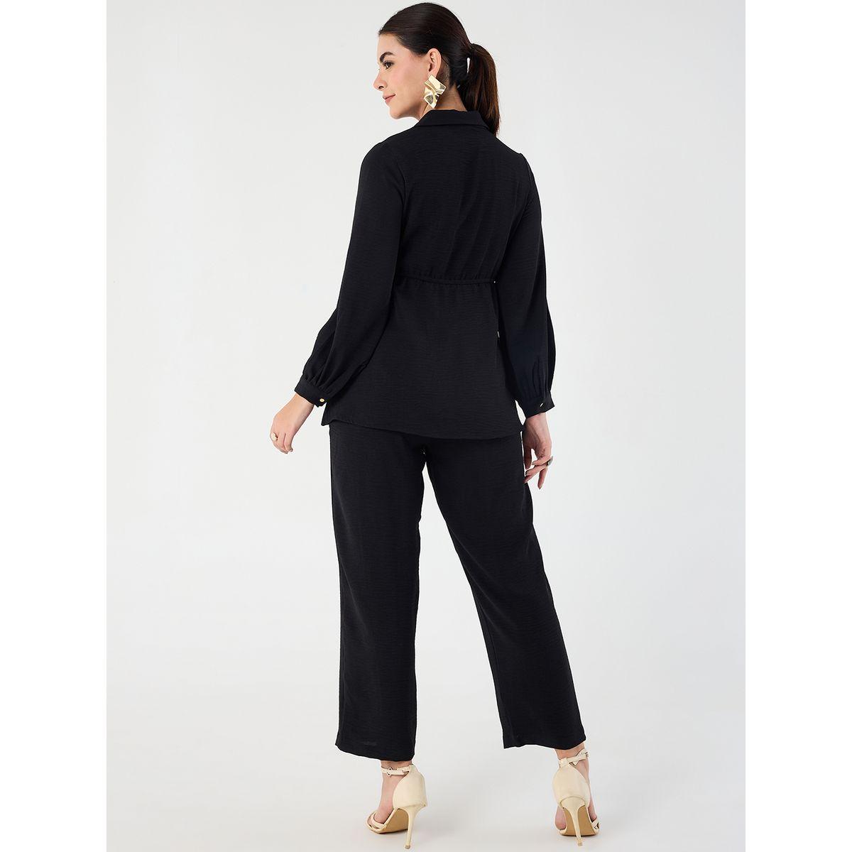 Femmella Drawstring Detail Shirt and Tapered Pants Co-Ords-women-clothing-coordsets-image-2