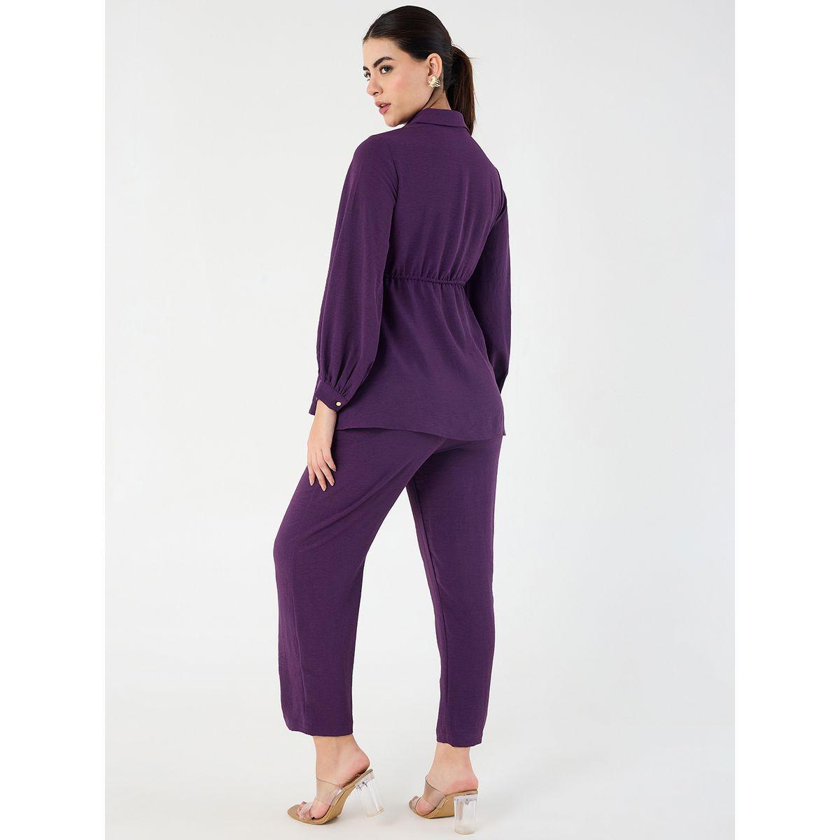 Femmella Drawstring Detail Shirt and Tapered Pants Co-Ords-women-clothing-coordsets-image-2