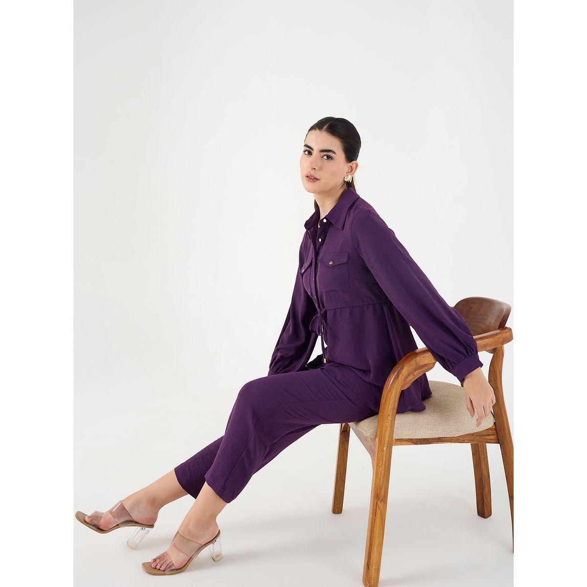 Femmella Drawstring Detail Shirt and Tapered Pants Co-Ords-women-clothing-coordsets-image-7