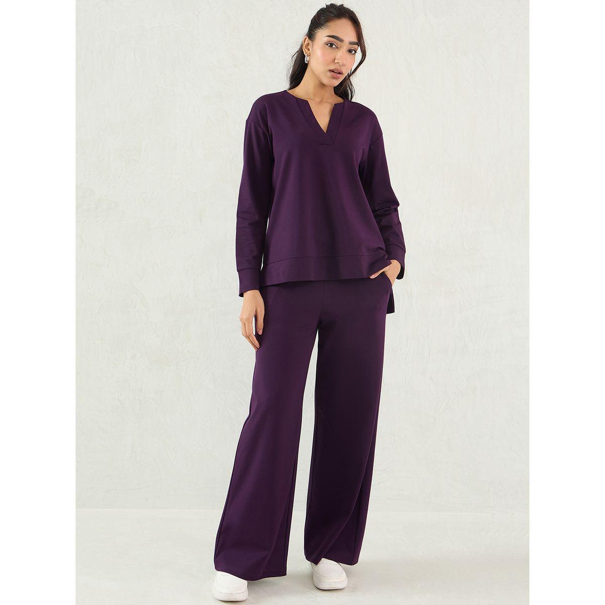 طقم منسق من بنطال وبلوزة بقصة عادية-women-clothing-coordsets-image-1