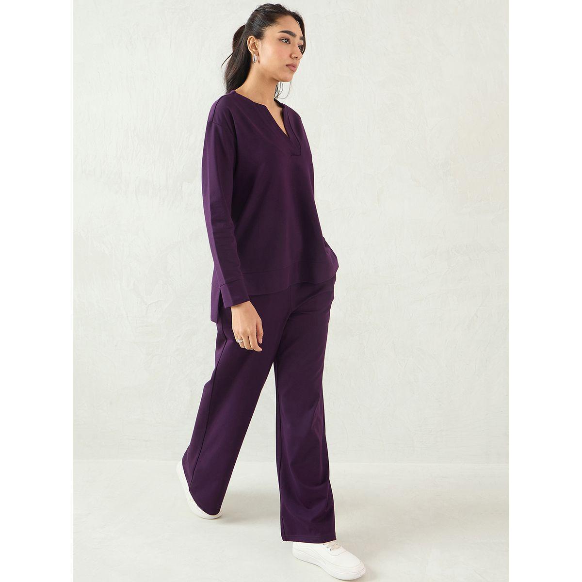 Femmella V Neck Regular Fit Top and Pants Co-Ords-women-clothing-coordsets-image-5