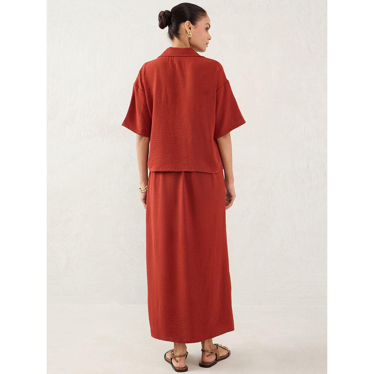 Femmella Plain Shirt and Front Slit Skirt Co-Ords-women-clothing-coordsets-image-2