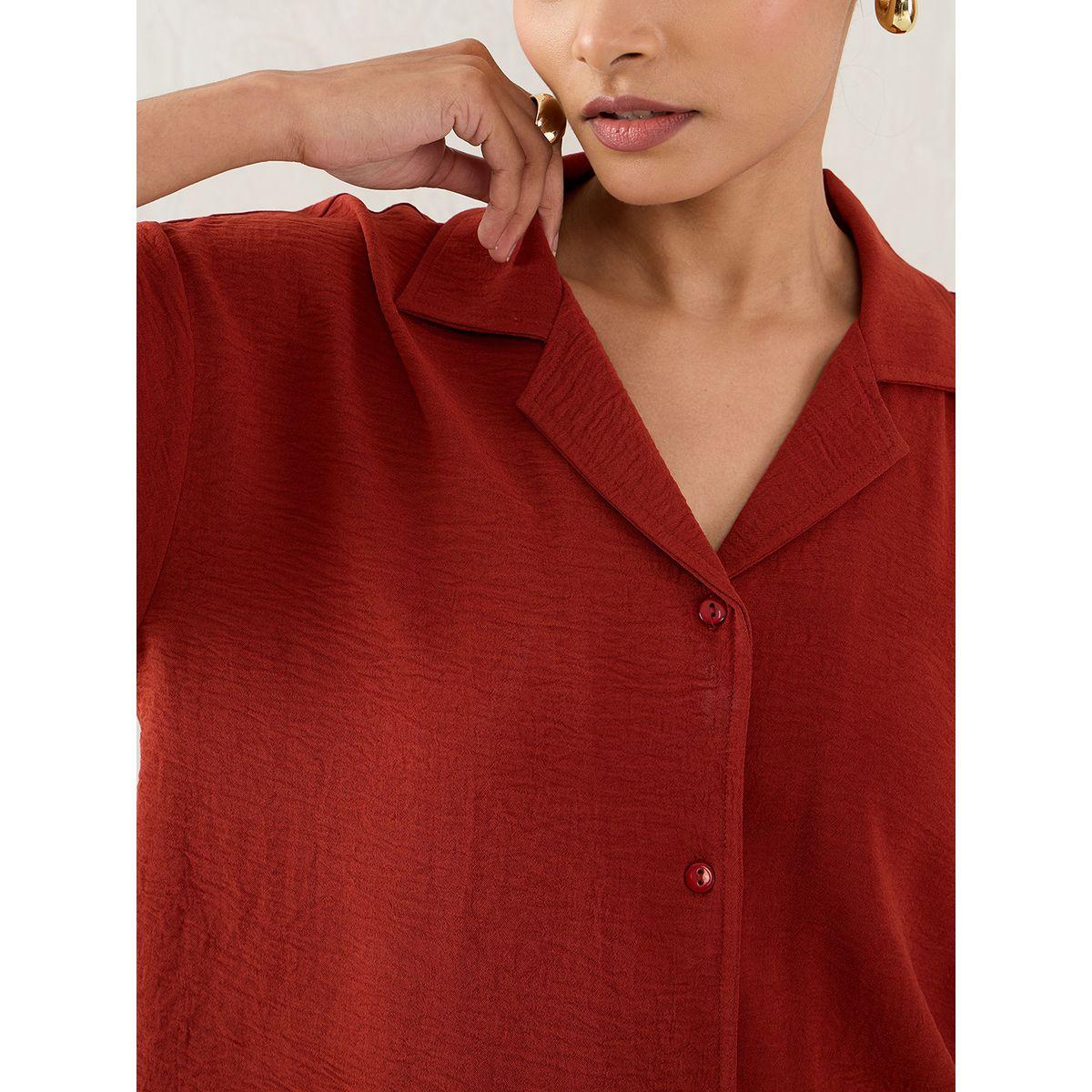 Femmella Plain Shirt and Front Slit Skirt Co-Ords-women-clothing-coordsets-image-4
