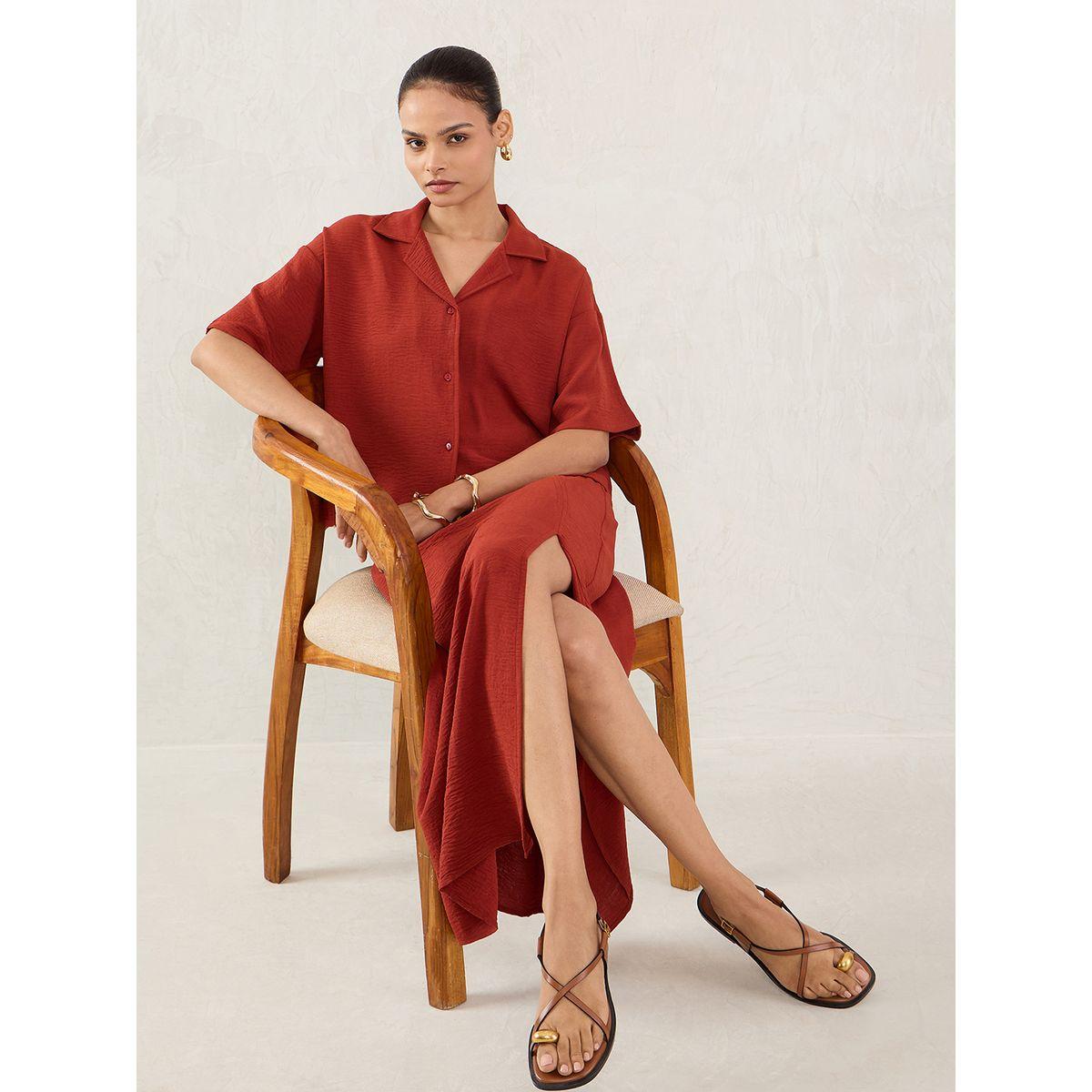 Femmella Plain Shirt and Front Slit Skirt Co-Ords-women-clothing-coordsets-image-6