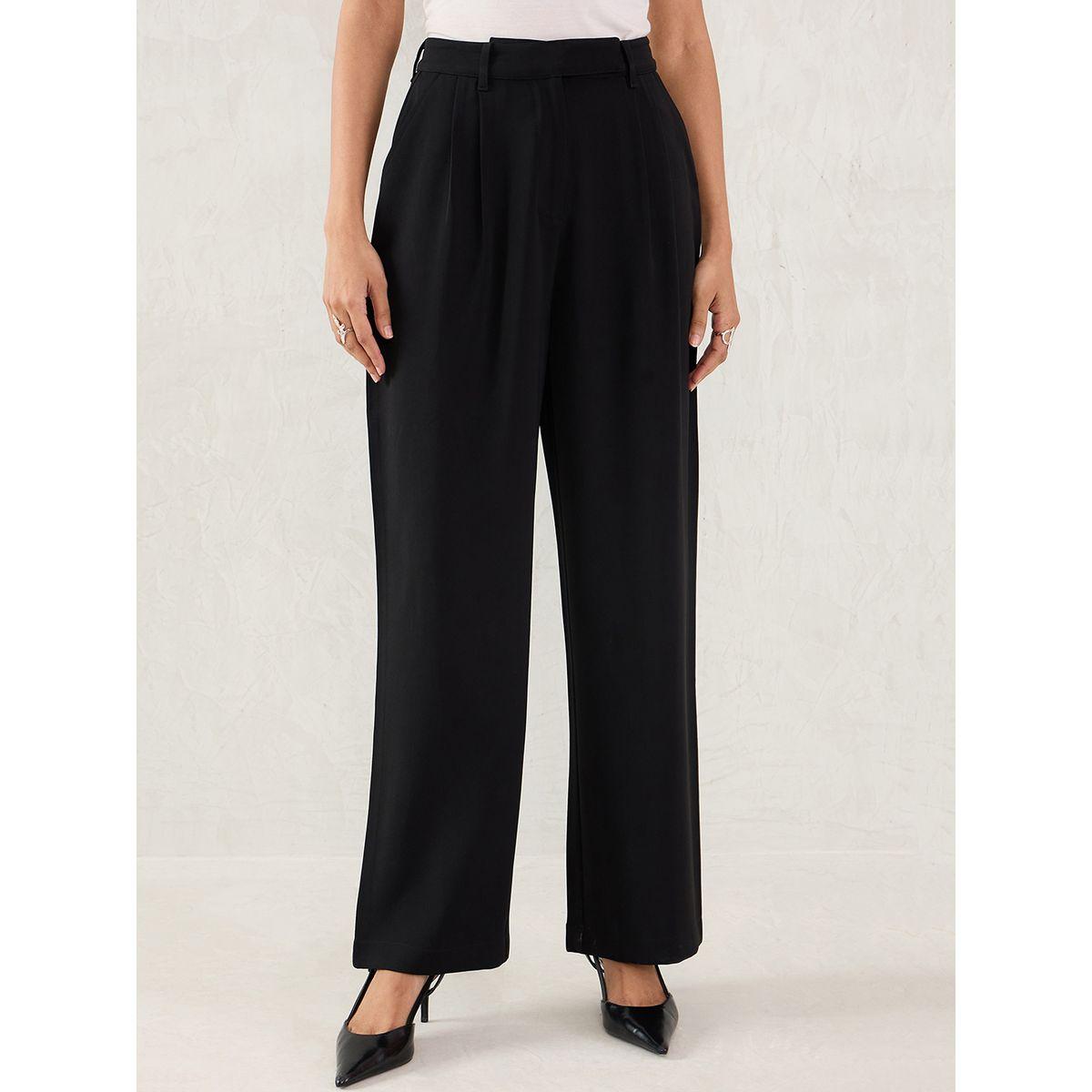 Femmella Women Black Straight Fit Trousers-women-clothing-bottoms-trousers-image-1