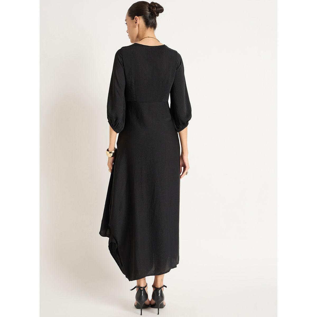 فستان طويل ساتان بتفاصيل عقدة-women-clothing-dresses-image-2