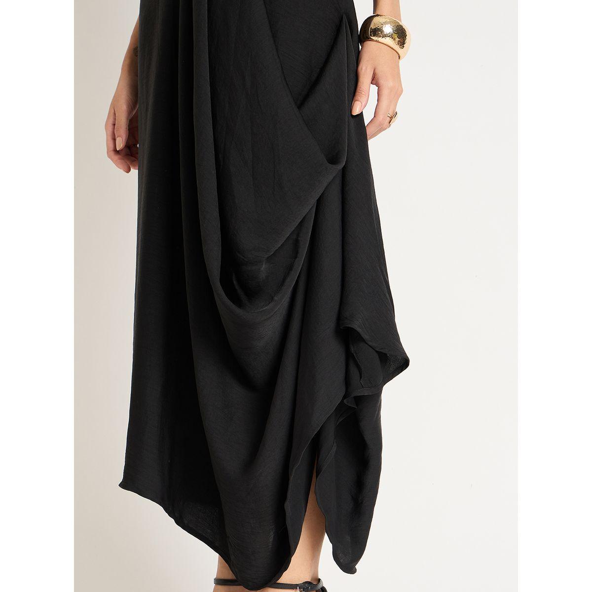 Femmella Black Satin Front Twisted Maxi Dress-women-clothing-dresses-image-4