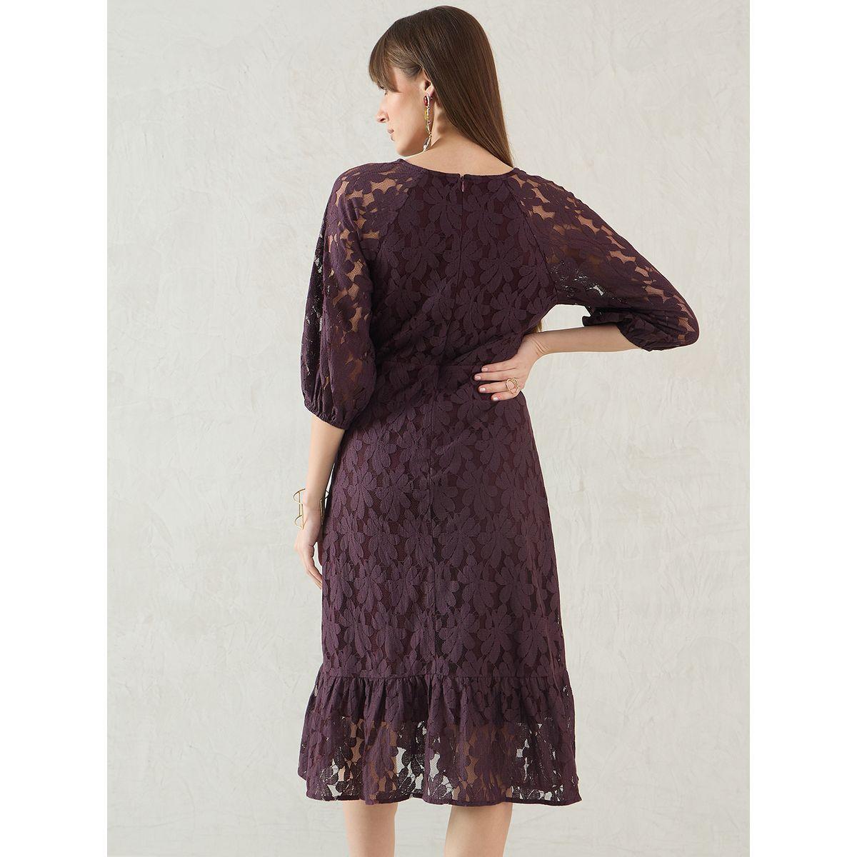 Femmella Purple Lace Wrap Front Midi Dress-women-clothing-dresses-image-2