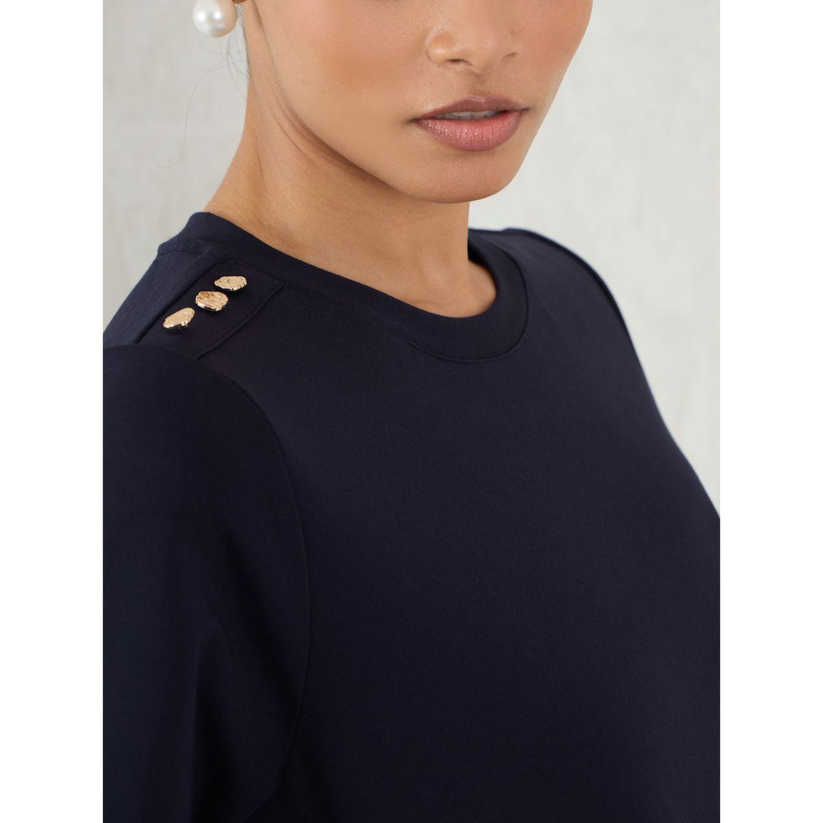 فستان ميدي سادة بتفاصيل شق جانبي-women-clothing-dresses-image-4
