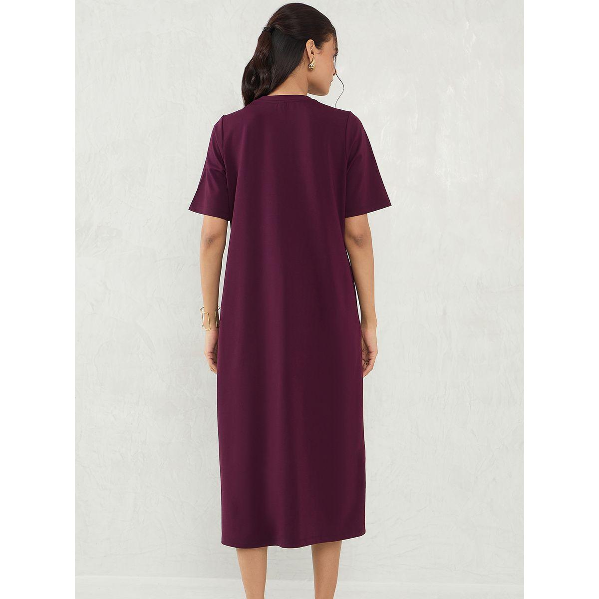فستان ميدي سادة بتفاصيل شق-women-clothing-dresses-image-2