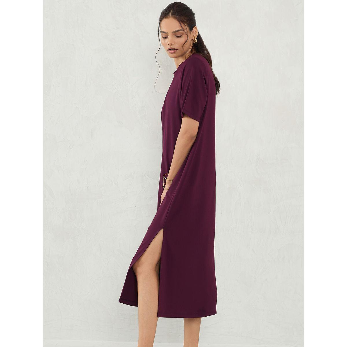 فستان ميدي سادة بتفاصيل شق-women-clothing-dresses-image-3