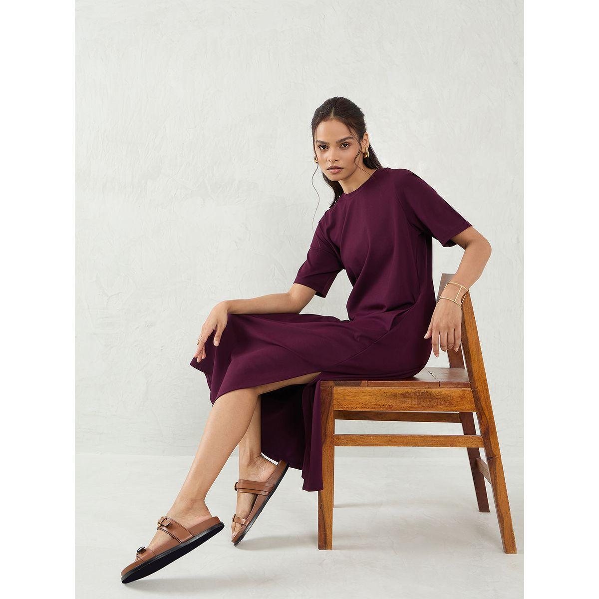 فستان ميدي سادة بتفاصيل شق-women-clothing-dresses-image-6
