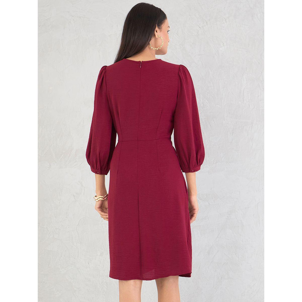 فستان بطول الركبة بتفاصيل عُقدة-women-clothing-dresses-image-2